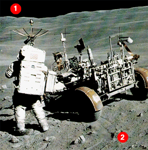 Photo taken of the moon's surface shows astronaut footpaths and Apollo Mission debris
