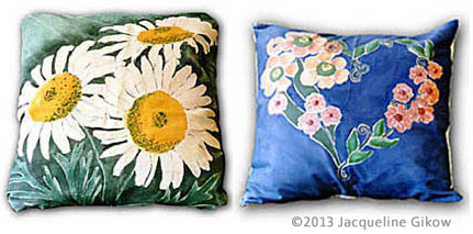 Painting on Fabric: Picture of 2 painted pillows 